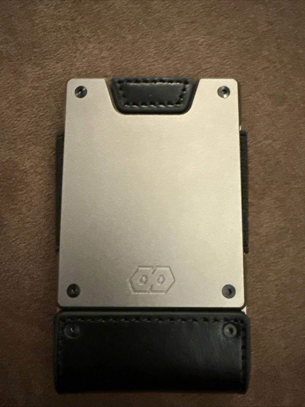 Matte Silver and Black Men's Money Clip Wallet - Minimalist Card Holder